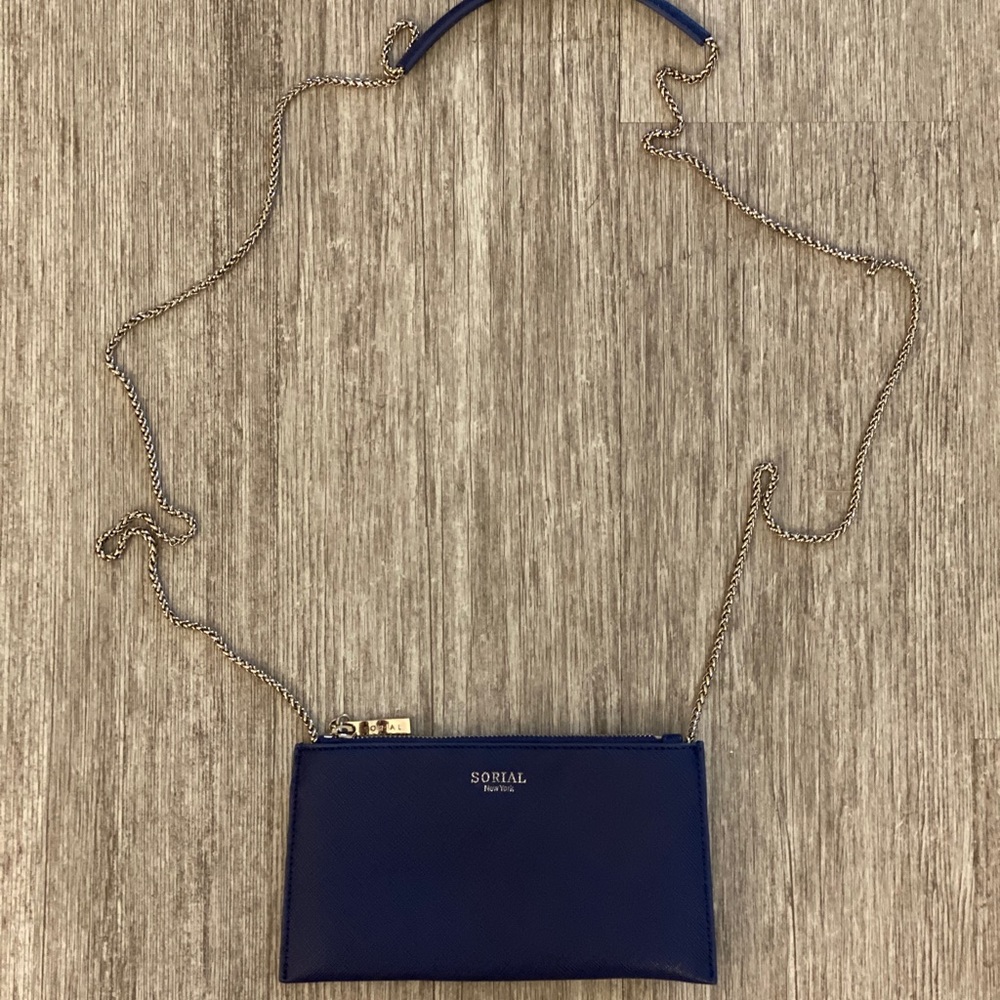 Sorial Safiano Wallet on a Chain-Blue Handbag - Purse- Crossbody